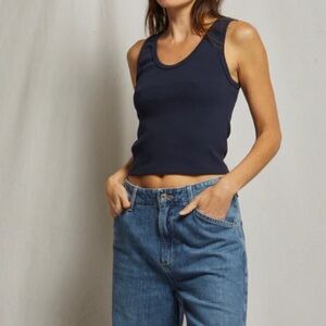 perfectwhitetee Navy Tank Top